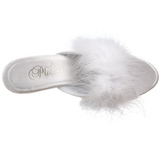 White Feathers 8 cm BELLE-301F High Women Mules Shoes for Men
