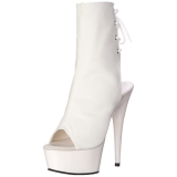 White Matte 15 cm DELIGHT-1018 Platform Ankle Calf Boots