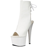 White Patent 18 cm Pleaser ADORE-1018 Platform Ankle Calf Boots