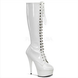 White Shiny 15,5 cm DELIGHT-2023 Platform Knee Boots