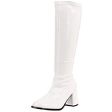 White Shiny 7,5 cm GOGO-300 High Heeled Womens Boots for Men