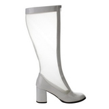 White Shiny 8,5 cm GOGO-307 High Heeled Womens Boots for Men