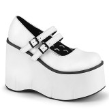 White Vegan 11,5 cm DemoniaCult KERA-08 gothic platform mary jane pumps