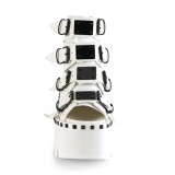 White Vegan 9 cm ASHES-70 lolita ankle boots platform block heels