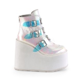 White glitter 14 cm SWING-105 lolita ankle boots wedge platform