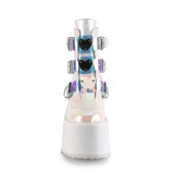 White glitter 14 cm SWING-105 lolita ankle boots wedge platform