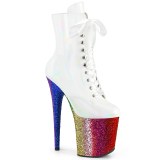 White glitter 20 cm FLAMINGO-1020HG Exotic stripper ankle boots