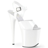 White high heels 20 cm FLAMINGO-808N JELLY-LIKE stretch material platform high heels
