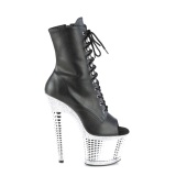 White rhinestones ankle boots platform 18 cm SPECTATOR-1021RS pleaser high heels ankle boots