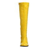 Yellow patent boots 7,5 cm GOGO-300 High Heeled Womens Boots for Men